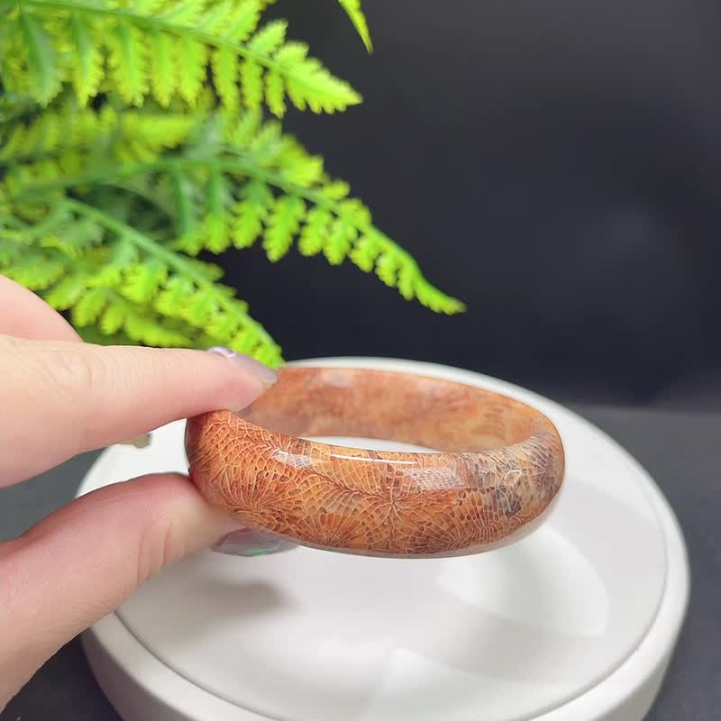 精品 珊瑚玉手鐲 60MM 高瓷玉化 橘色 呼吸孔萬花筒 優雅迷人貴氣 - 手鍊/手環 - 半寶石 