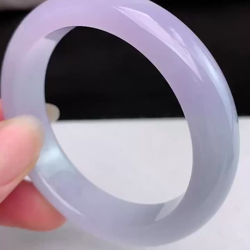 天然翡翠 緬甸 A玉 玉鐲 • 冰種翡翠福鐲 - 手鍊/手環 - 玉石 紫色
