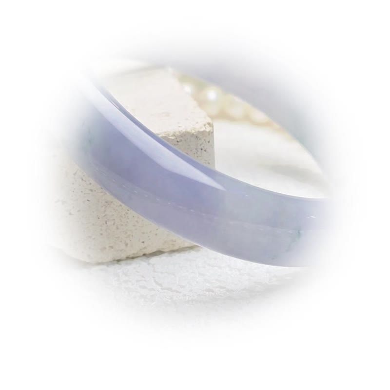 招財•貴人•桃花|仙氣莫內花園濃紫飄花平安寬版手鐲|#51#16.5 - 手鍊/手環 - 玉石 