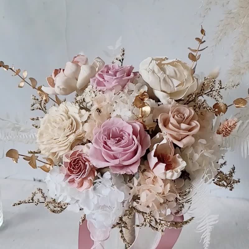 海藏設計│柔霧粉永生捧花 - 乾燥花/永生花 - 植物．花 粉紅色