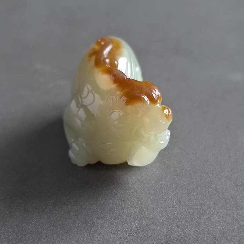 招財貔貅吊墜 | 天然和田玉玉器 - 項鍊 - 玉石 黃色