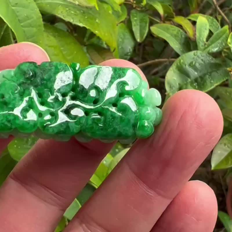 天然緬甸A貨翡翠 陽綠翡翠葡萄 吊墜 翡翠 緬甸玉 母親節送禮 - 頸鏈 - 寶石 綠色