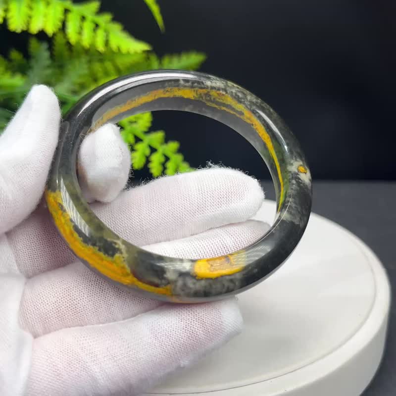 高品質 大黃蜂碧玉手鐲 55MM 黃綠高瓷玉化聚寶盆 激勵勇敢活力 - 手鍊/手環 - 玉石 