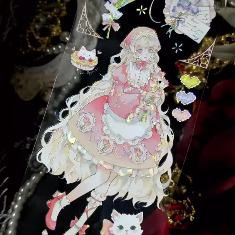 芙洛拉手記 少女と牧場のなかまたち PET 紙膠帶 貝殼光 10米卷 - 紙膠帶/和紙/PET - 其他材質 多色