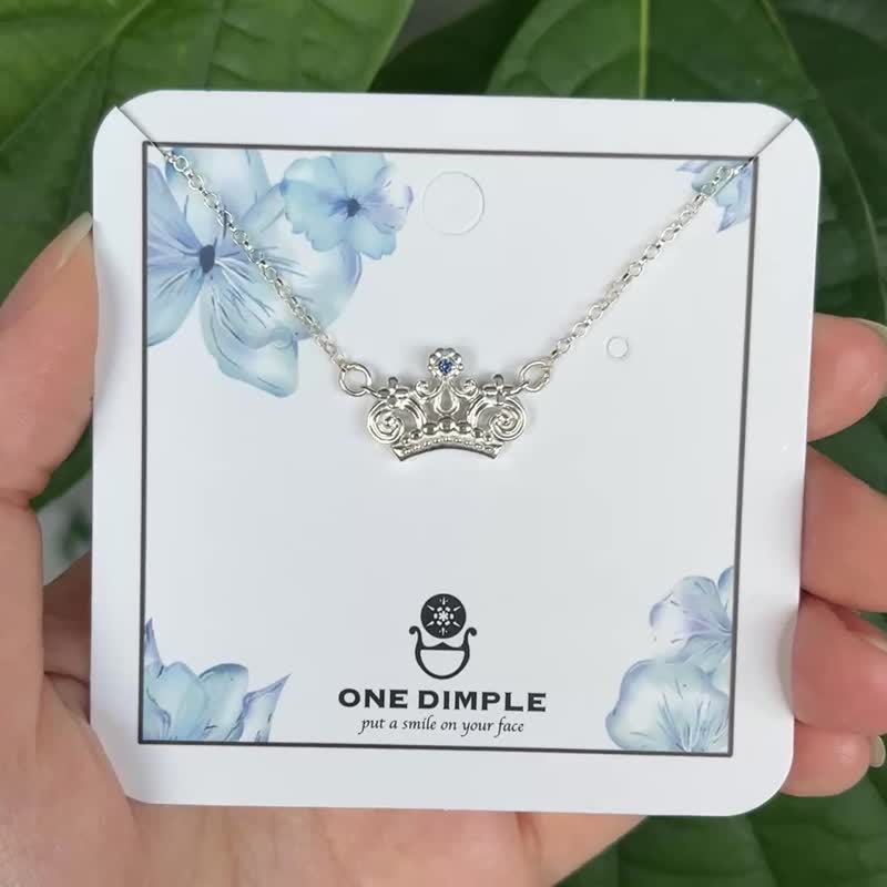 女王王冠項鍊 藍寶石 925銀 - 項鍊 - 純銀 銀色