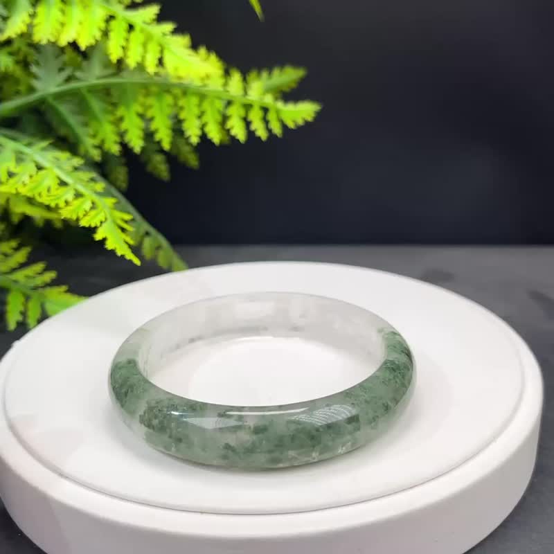 精品 綠色幻影幽靈水晶手鐲 60+MM 冰透異象綠石英手環 財運亨通 - 手鍊/手環 - 水晶 綠色
