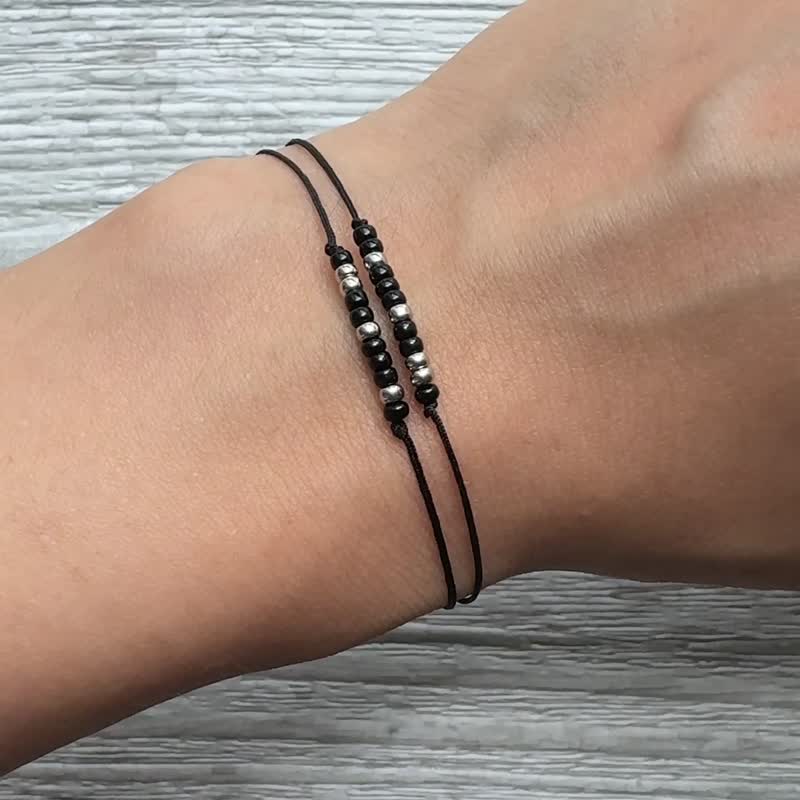 [ENFJ protagonist] MBTI type 16 personality. Morse code. Strap bracelet. birthday present - Bracelets - Other Materials Black