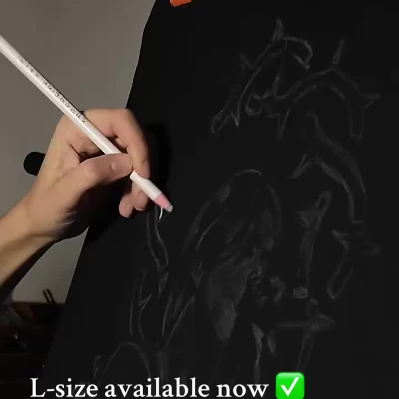 客製化黑色 T 恤 漂白塗鴉 Bad Omens 粉絲藝術，L 尺寸 - 帽T/大學T - 棉．麻 黑色