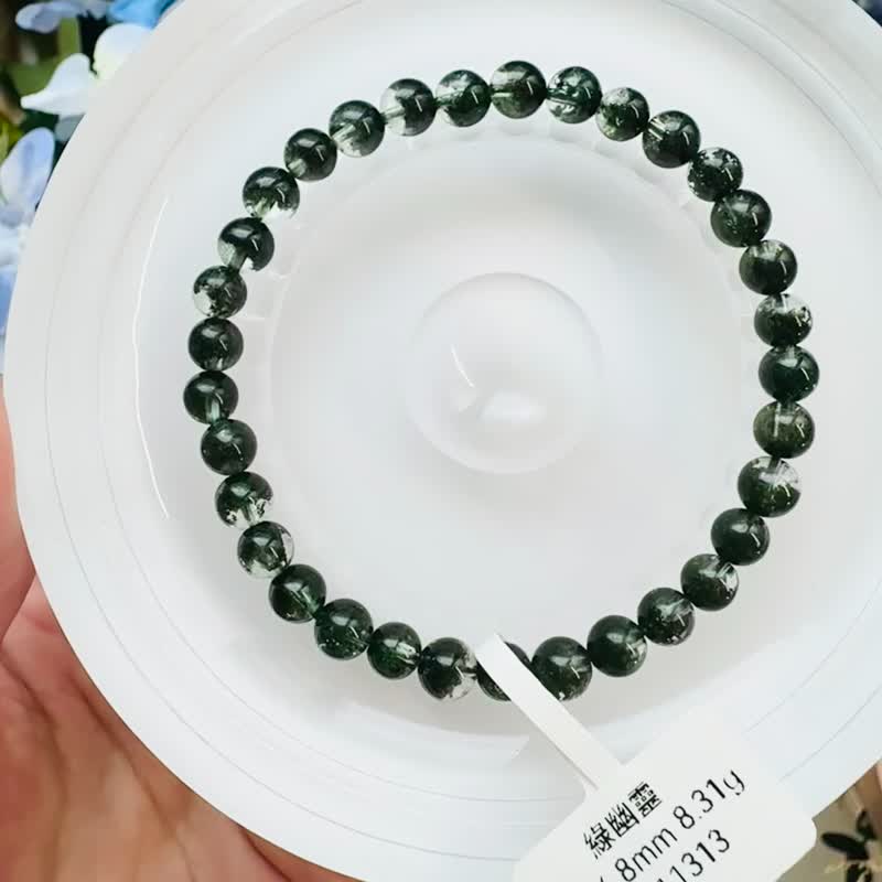 精品濃色森林綠半盆綠幽靈5.4-5.8mm8.31g主正財事業貴人運人緣 - 手鍊/手鐲 - 水晶 綠色