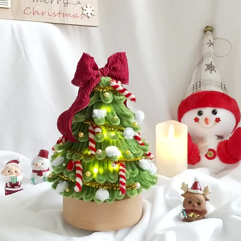 [Christmas Handmade Gift] Desktop plush Christmas tree in 5 colors - with instructional video - อื่นๆ - วัสดุอื่นๆ สีเขียว