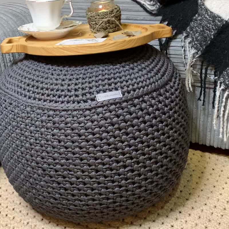 Crocheted ottoman Crochet pouf custom size Filled pouffe A beautiful gift - Chairs & Sofas - Polyester 