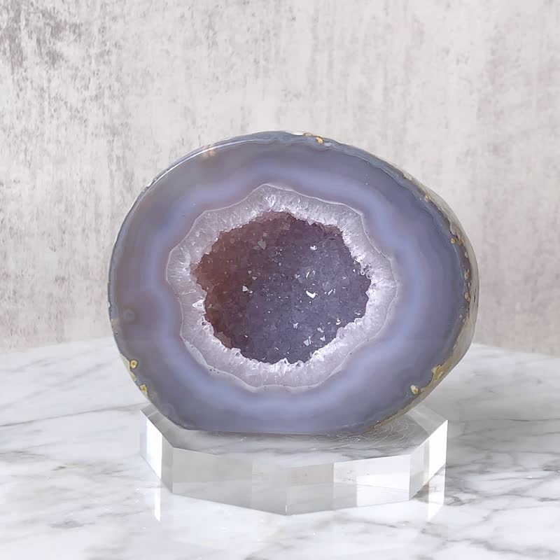 瑪瑙水晶洞 // 招財 淨化空間 帶來平靜 // 贈底座 - 擺飾/家飾品 - 水晶 白色