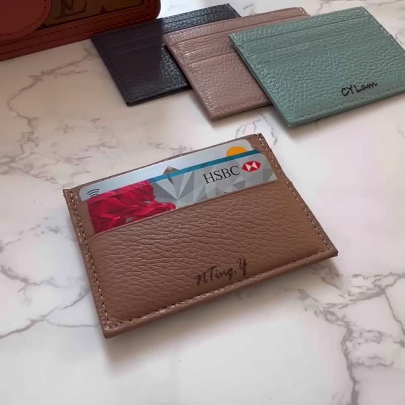 【Made in Hong Kong】On sale~ Leather card holder. Card holder. Credit card holder. Exchange gift. - ID & Badge Holders - Faux Leather 