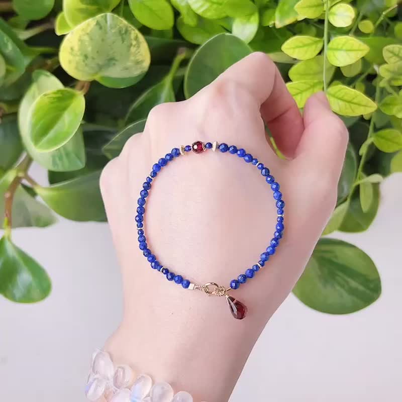 濃郁靛藍 頂級青金石手鍊 14K - 手鍊/手環 - 水晶 藍色