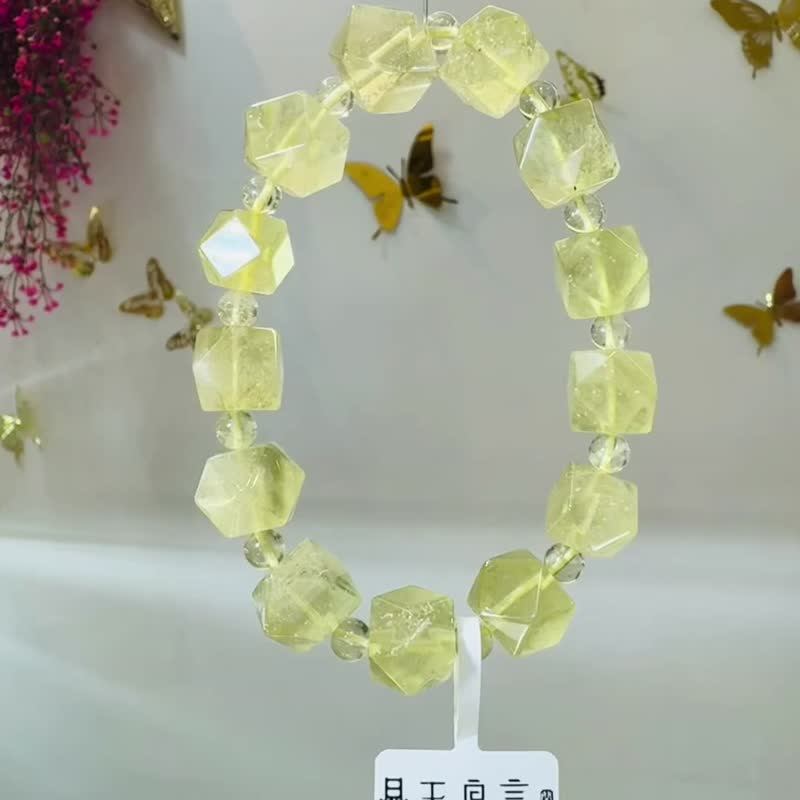 小精品天然黃金利比亞隕石八角菱切11mm34.94g財富引流事業招財 - 手鍊/手環 - 半寶石 黃色