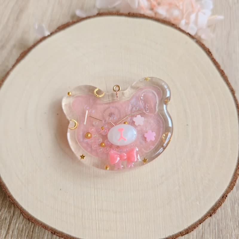 Yanyu handmade key ring pendant rocking music bear bear quicksand cute healing glue - Keychains - Resin Purple