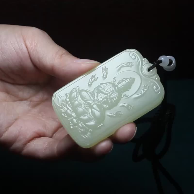 【千手觀音】阿富汗玉吊墜/項鏈/玉石觀音菩薩 - 項鍊 - 玉石 綠色