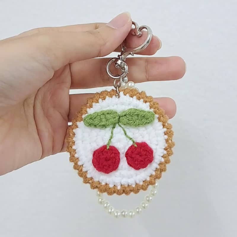 Cherry Keychain Crochet Amigurumi - Keychains - Polyester Khaki