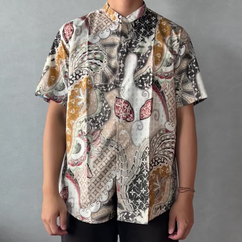 ARJUNA Oversized Short Sleeve Shirt - White Bronze - ARJ006 - เสื้อเชิ้ตผู้ชาย - ผ้าฝ้าย/ผ้าลินิน ขาว