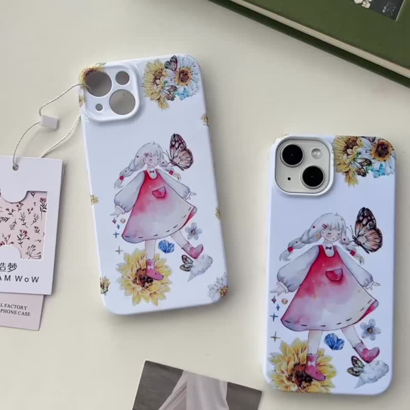 Tencent Girl Dream Original Mobile Phone Case Watercolor Suitable for iPhone Small Film Soft Hard Large Opening Cartoon - เคส/ซองมือถือ - วัสดุอื่นๆ 