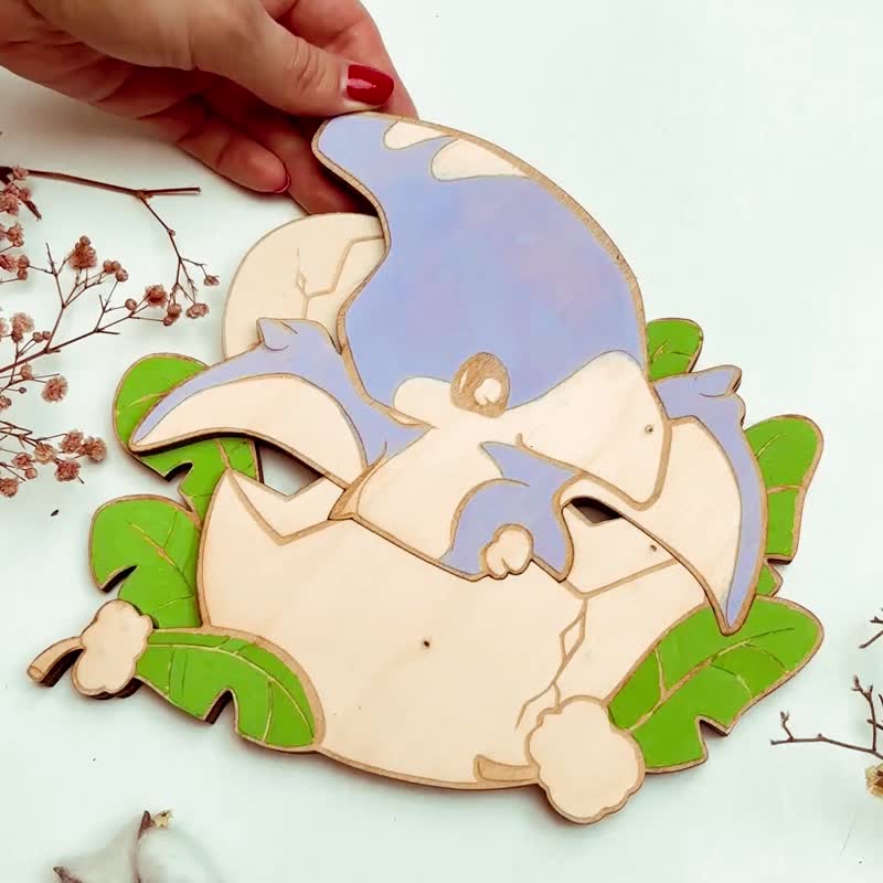 Dinosaur Wooden Nursery Sign – Custom Baby Name Plaque, Unique Kids Nursery Gift - 兒童家具 - 木頭 