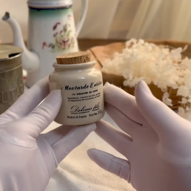 * 50834-迷人法國Delouis fils芥末陶罐 - 擺飾/家飾品 - 陶 