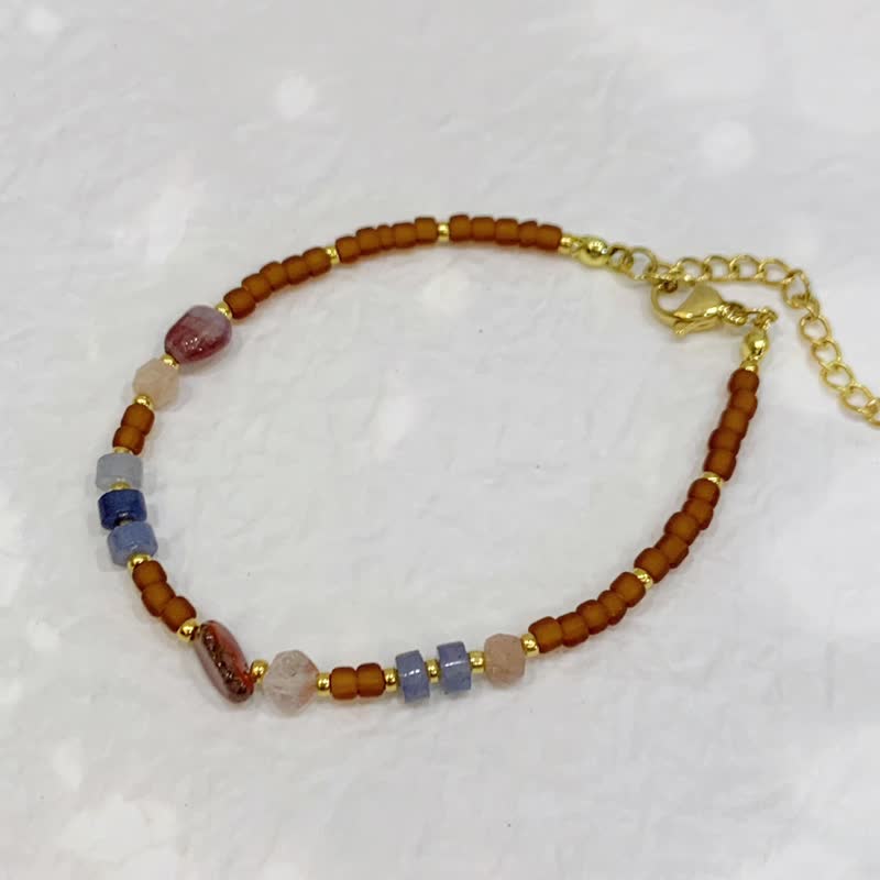 Caramel sea salt/beaded bracelet/natural colored Stone Japanese beads - Bracelets - Other Materials 