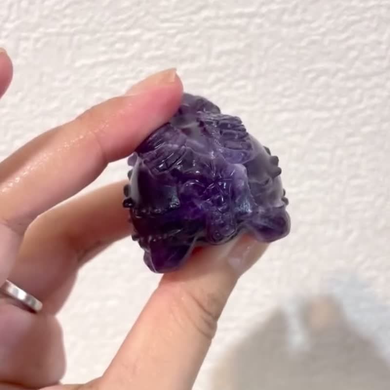 【閃電流線紫螢石龍龜】稀缺招貴人水晶 辦公室小物 - 擺飾/家飾品 - 水晶 紫色