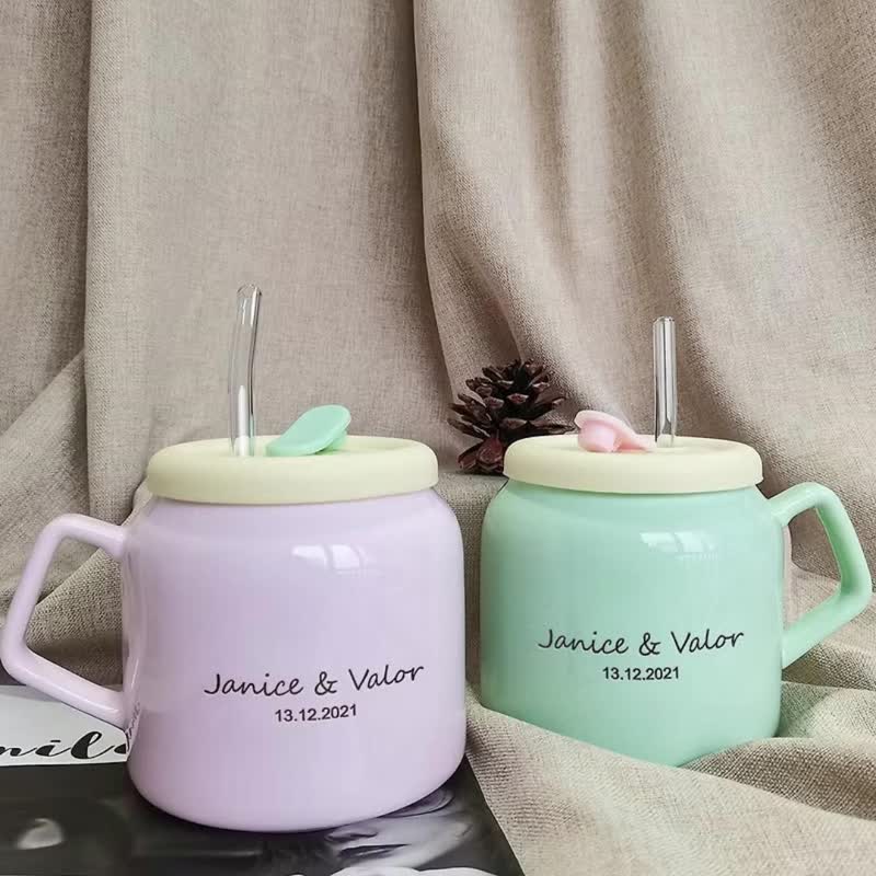 【客製化】陶瓷情侶馬克杯套裝 生日禮物客製情侶對杯 杯子 - 咖啡杯/馬克杯 - 陶 