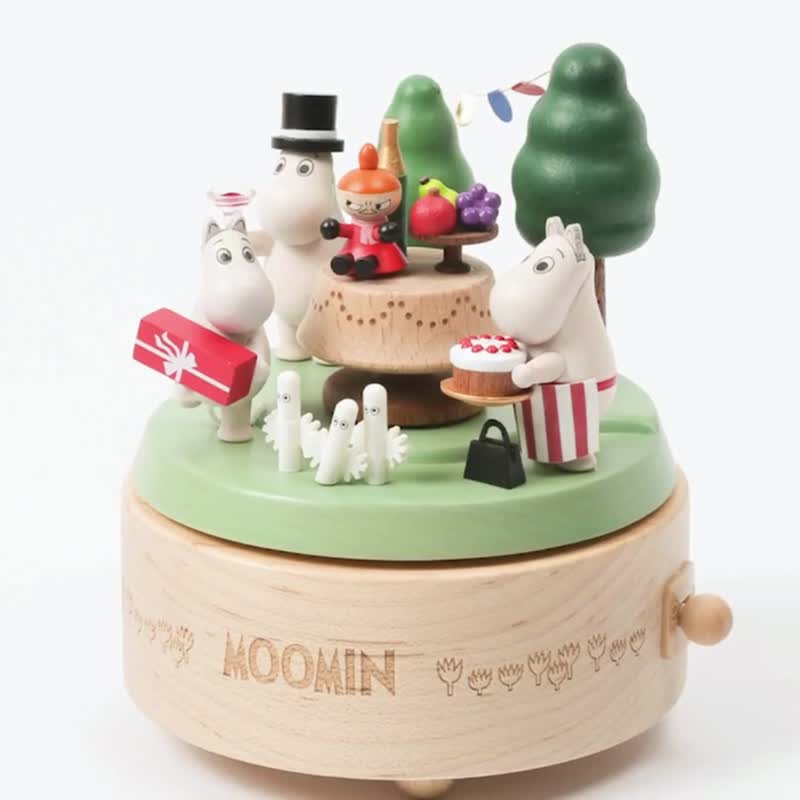 【Moomin Family in Party】Double Rotate Music Box | Wooderful life - ของวางตกแต่ง - ไม้ หลากหลายสี