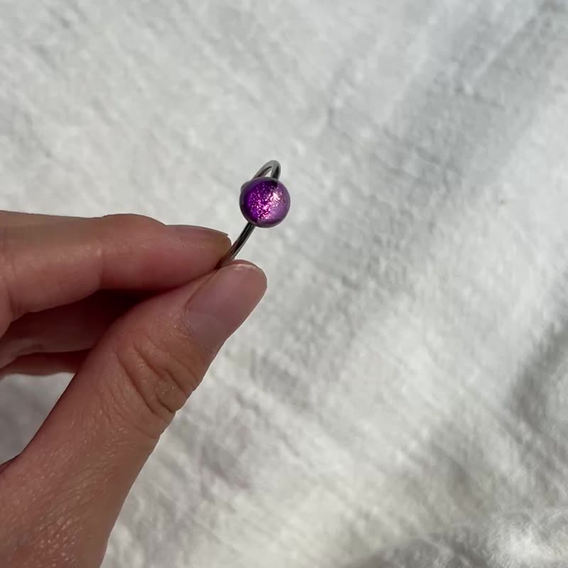 不鏽鋼 紫金之巔  圓型開口戒 - 戒指 - 不鏽鋼 紫色