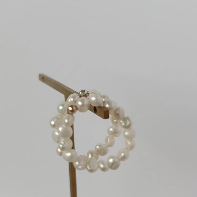 SV925/14KGF LETO Small Baroque Pearl Ring, Freshwater Pearl, Elastic Ring - General Rings - Pearl White