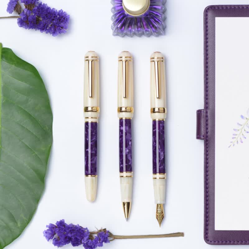 【鋼珠筆】紫藤 | 優雅深紫 氣質系文具 可客製 24小時出貨 - 鋼珠筆 - 壓克力 紫色