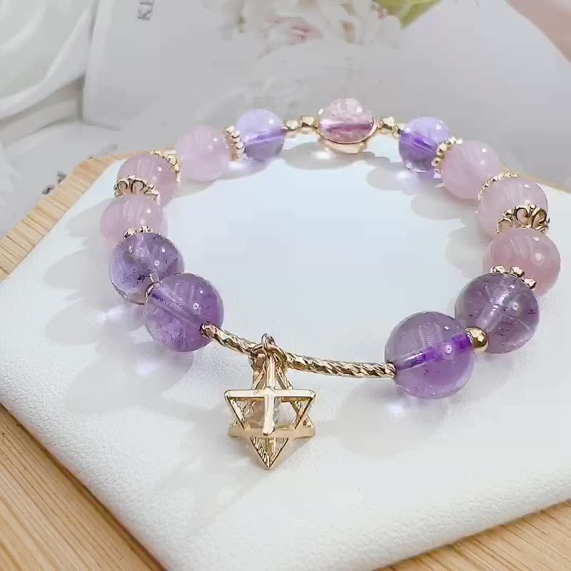 草莓晶 | 粉水晶 | 紫水晶 | 好人緣 | 吸引貴人 - 手鍊/手環 - 水晶 