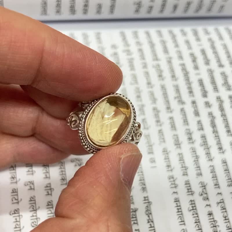 天然 黃金托帕石 戒指 尼泊爾製 925純銀 手工製 - 戒指 - 半寶石 