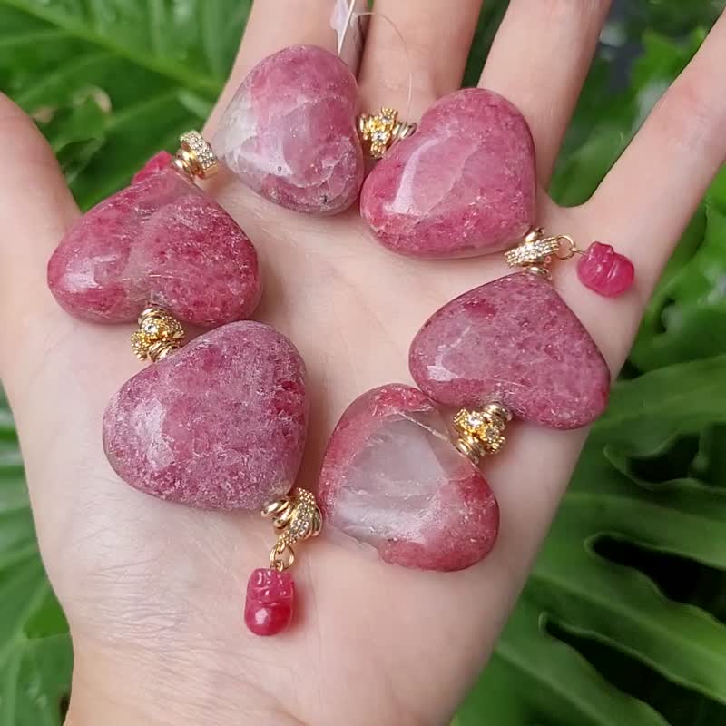 稀有玫瑰石 薔薇輝石 心想事成 貔貅 招財 大寶石手鍊 單品 禮物 - 手鍊/手環 - 寶石 粉紅色