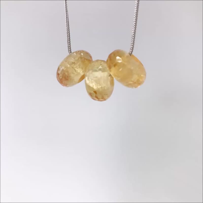 Silver Citrine Squash Beads Necklace November Birthstone Triple-Bead Gift Box - สร้อยคอทรง Collar - เงินแท้ สีเหลือง