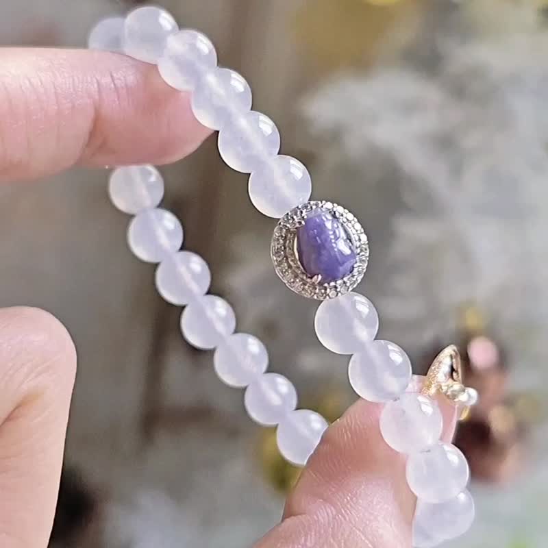 Lucky, Noble, Noble | Demonic Purple Pixiu | Burmese A-quality jade high ice light purple beads sterling silver bracelet - Bracelets - Jade 