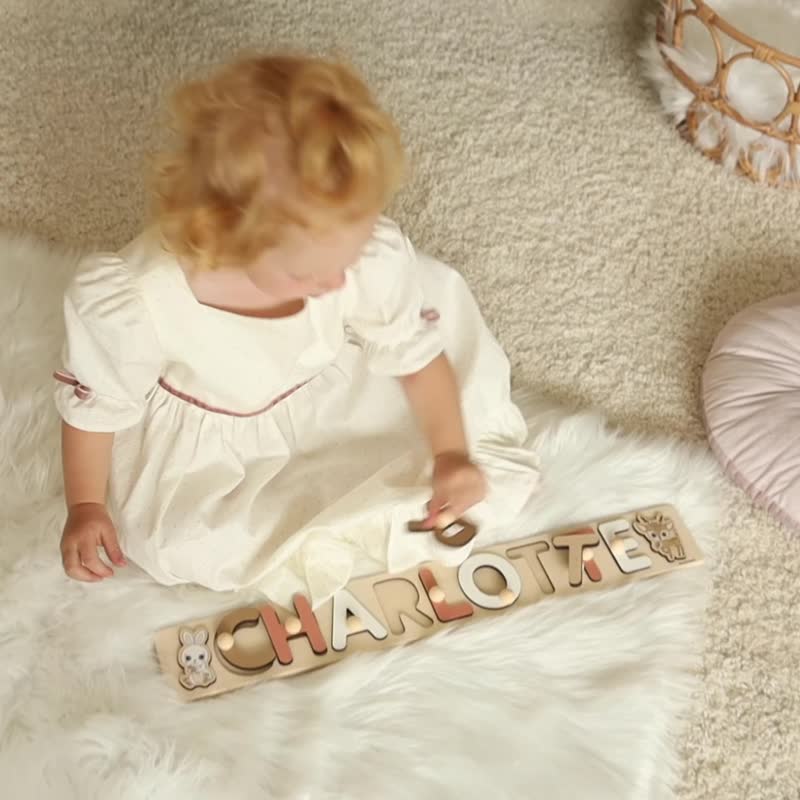 Name Puzzle with Pegs by Busy Puzzle, Personalized Gift, Baby Name Puzzle - ของขวัญวันครบรอบ - วัสดุอีโค 