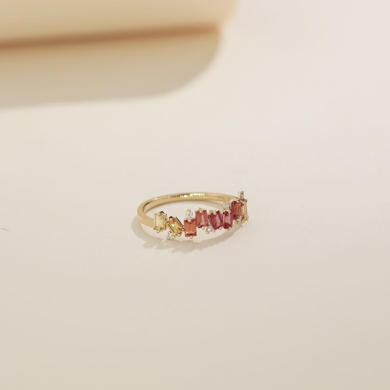 0.8ct color gradient maple sapphire summer sun ring - General Rings - Gemstone Red