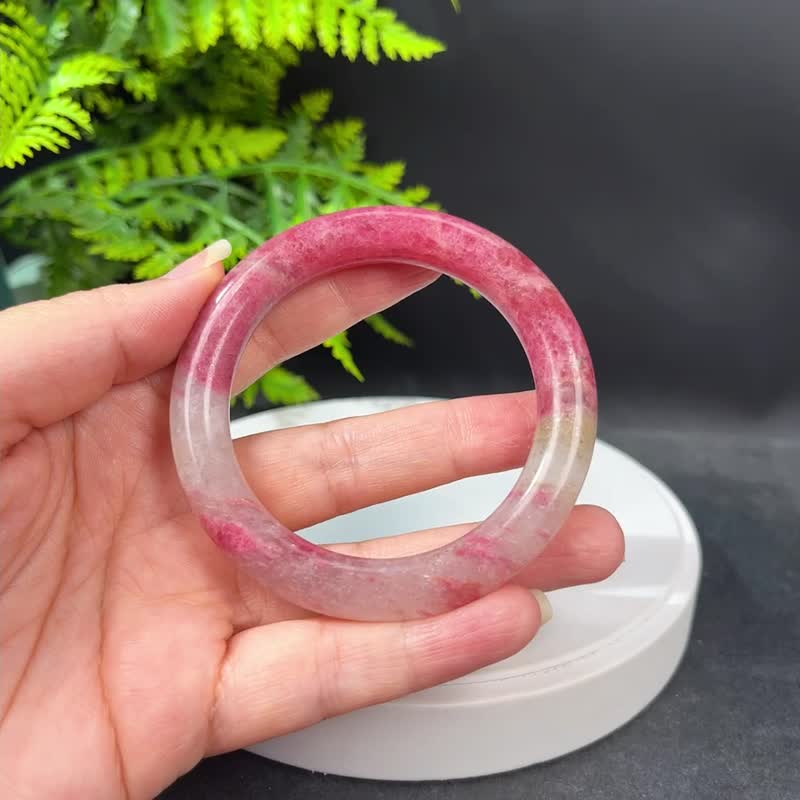 櫻花雨薔薇輝手鐲 56MM 半透玉化星光玫瑰石桃花玉手環 幸福美麗 - 手鍊/手環 - 半寶石 