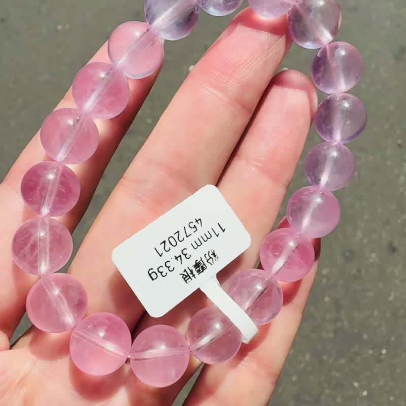 高品收藏天然粉摩根11mm水晶手珠桃花戀愛運人際關係生意緣舒緩煩 - 手鍊/手環 - 水晶 粉紅色
