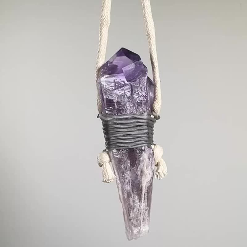 紫水晶權杖/編織手工項鏈 - 項鍊 - 棉．麻 