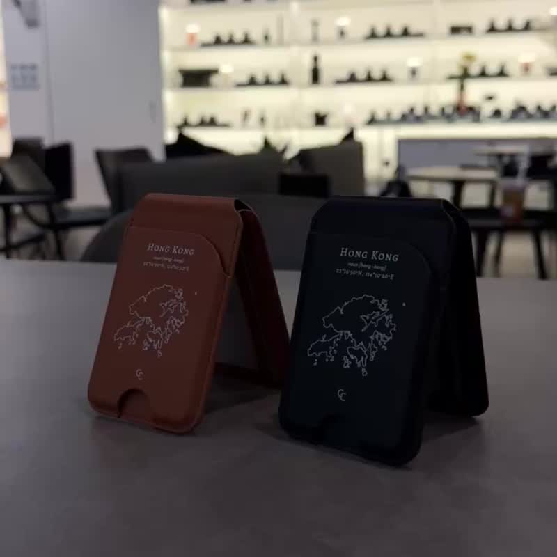 【Hong Kong 手繪地圖系列】轉軸支架卡套二合一 - 手機配件 - 人造皮革 多色