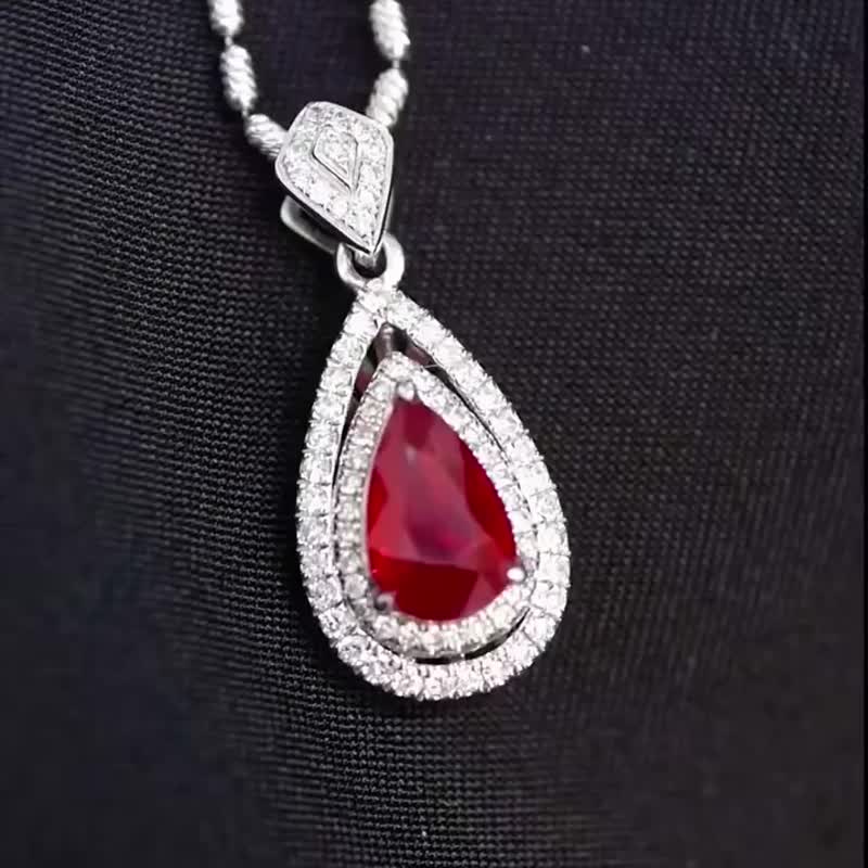緬甸抹谷紅寶石吊墜  1.19克拉(不含鏈) - 項鍊 - 寶石 