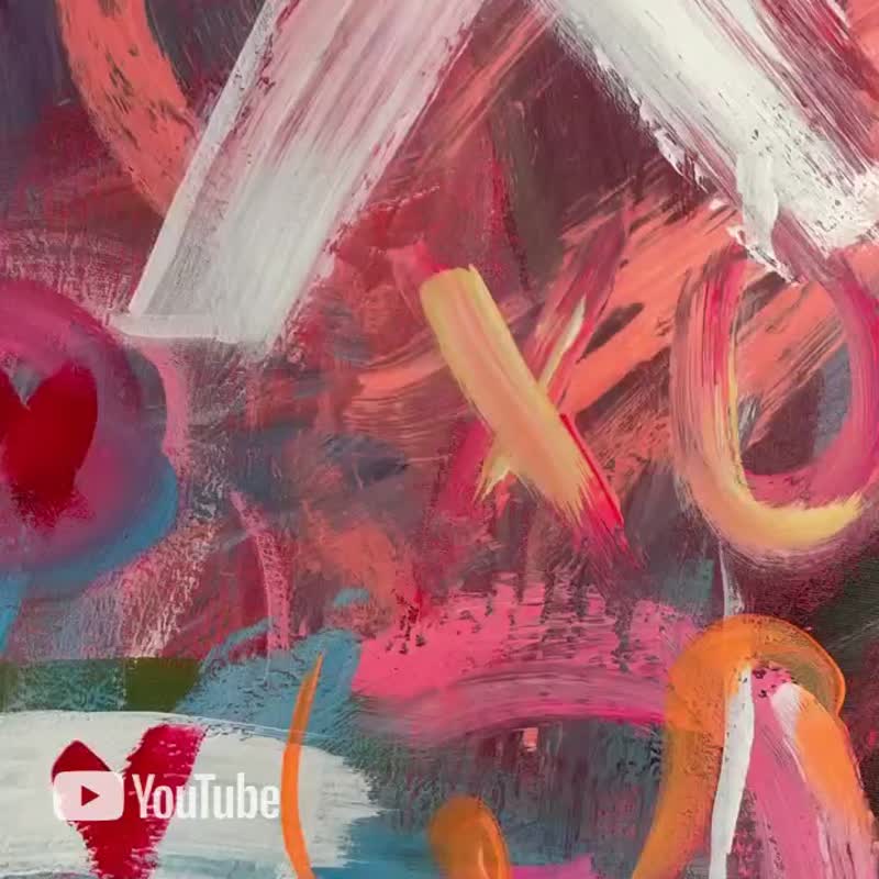 キャンバスに描かれた大きな抽象的なグラフィティスタイルの絵画