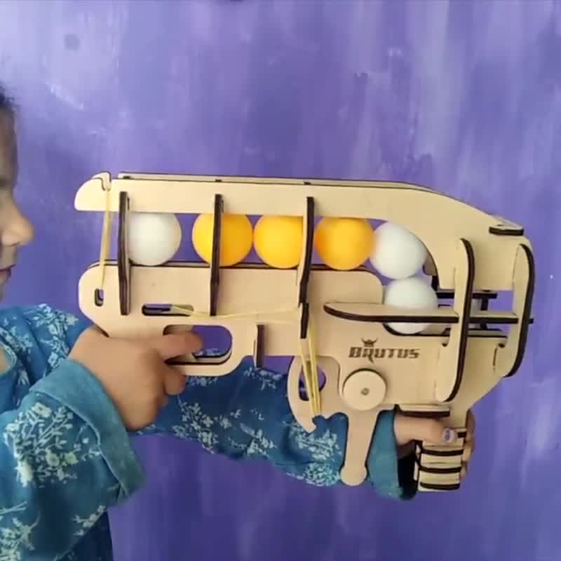 Toy Gun. Ping Pong Ball Shooter. Wooden Gun Gift. Toys for Boys. Ping Pong Gun. - 寶寶/兒童玩具/玩偶 - 木頭 