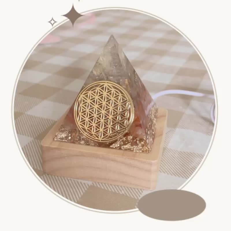 [Blonde crystal + red rabbit fur] Orgonite (6cm/5cm/4cm) - ของวางตกแต่ง - คริสตัล 