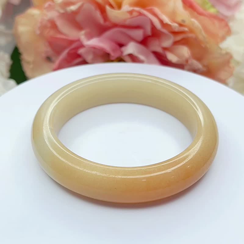 NO.120絕美俏色藕糖鐲內徑 56MM 圈口佘太翠玉 手鐲 手環 平安鐲 - 手鍊/手環 - 玉石 橘色