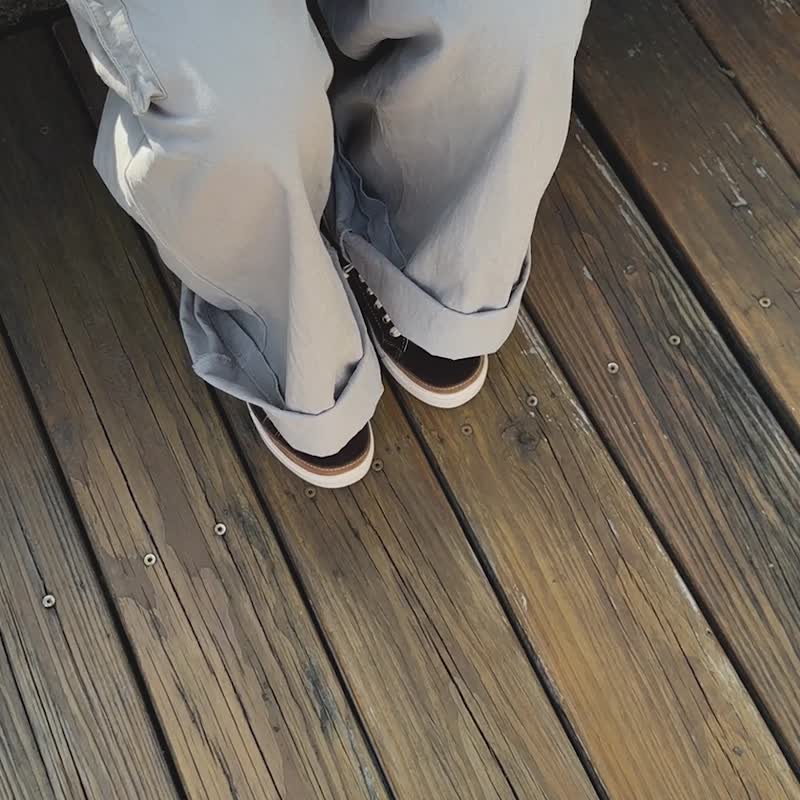 甜甜圈厚底小皮鞋-馬芬 - 女休閒鞋/帆布鞋 - 防水材質 咖啡色